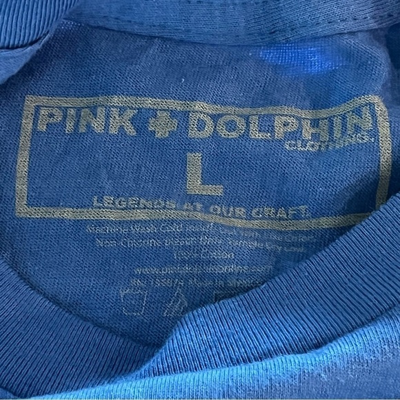 Pink Dolphin Blue Wave Crew Short Sleeve Unisex T Shirt Large - Picture 3 of 6